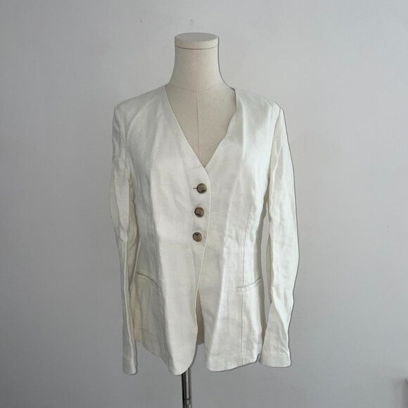 Banana Republic White Linen Blend  Blazer |  Womens Size 6 Small/ Medium - Picture 1 of 6
